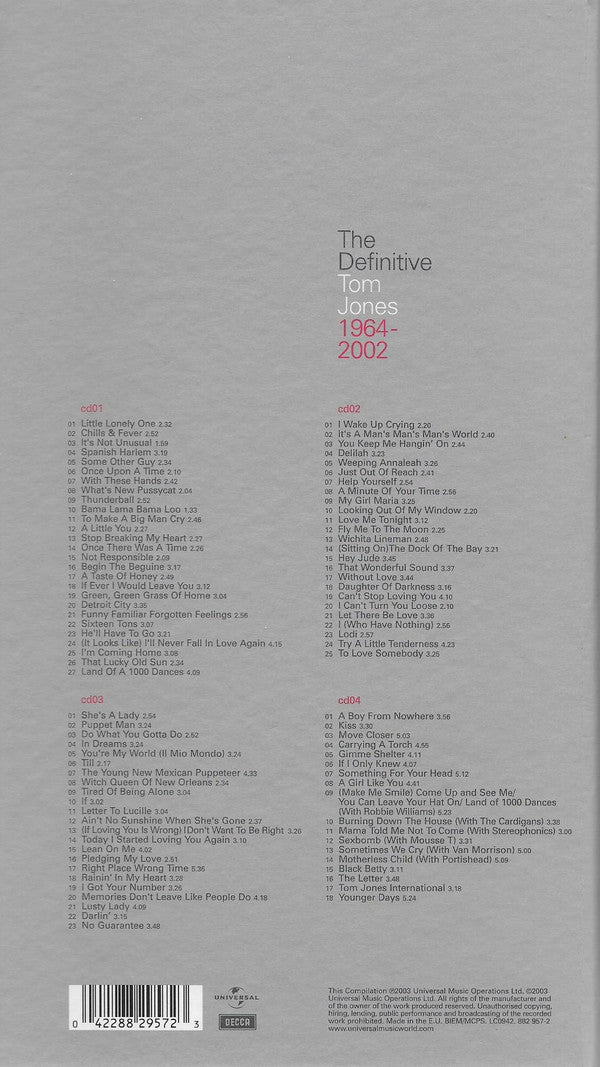 4CD - Tom Jones – The Definitive Tom Jones 1964-2002