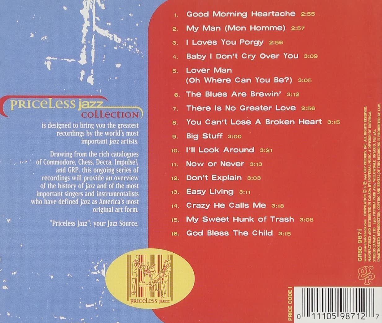 Billie Holiday – Priceless Jazz Collection - USED CD